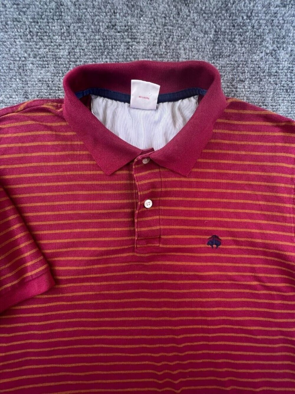 Brooks Brothers Shirt Mens Medium Original Fit Polo Striped Red Gold Cotton